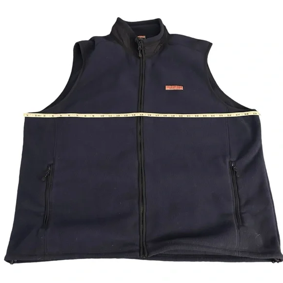 Vineyard Vines men’s full zip vest, blue with classic pink logo, size XXL.